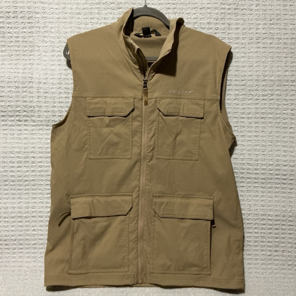 Eddie Bauer Travex Vest Khaki Tan Multi‎ Pocket Outdoor Mens Large Gorpcore